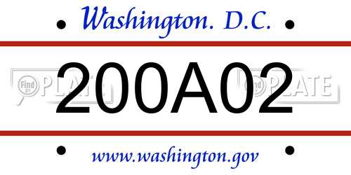 200A02 District Of Columbia License Plate