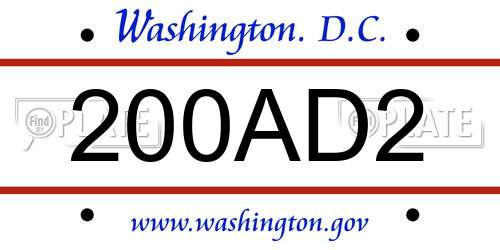 200AD2 District Of Columbia License Plate