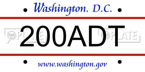 200ADT District Of Columbia License Plate