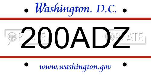 200ADZ District Of Columbia License Plate