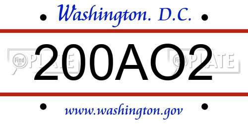 200AO2 District Of Columbia License Plate
