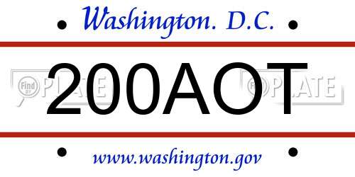 200AOT District Of Columbia License Plate