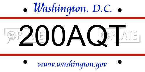 200AQT District Of Columbia License Plate