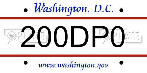200DP0 District Of Columbia License Plate