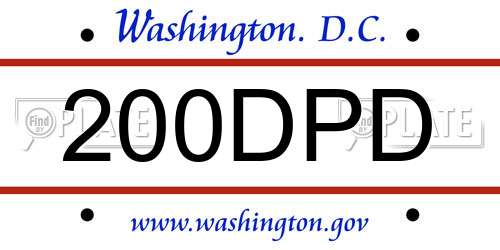 200DPD District Of Columbia License Plate