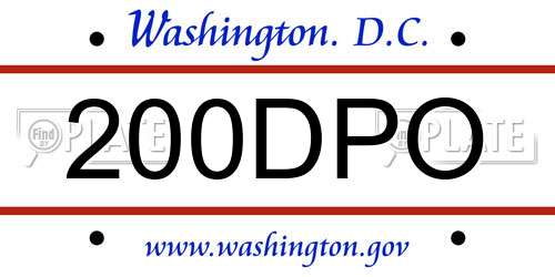 200DPO District Of Columbia License Plate