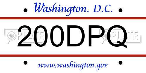 200DPQ District Of Columbia License Plate