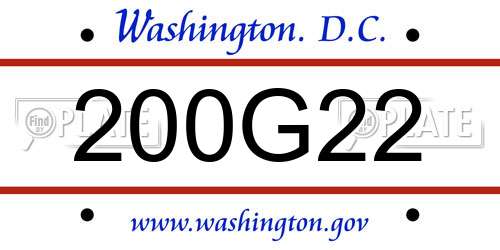 200G22 District Of Columbia License Plate