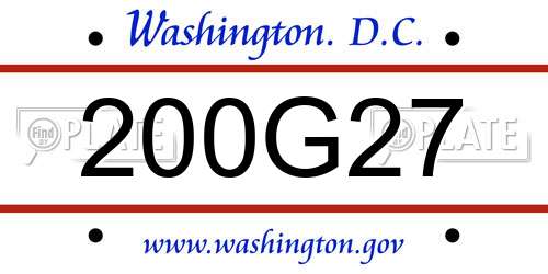 200G27 District Of Columbia License Plate