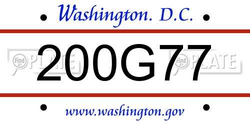 200G77 District Of Columbia License Plate