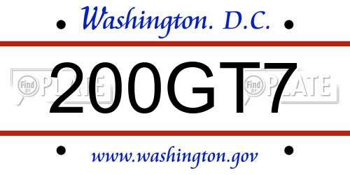 200GT7 District Of Columbia License Plate