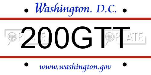 200GTT District Of Columbia License Plate
