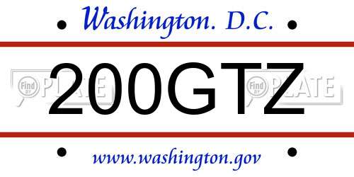 200GTZ District Of Columbia License Plate