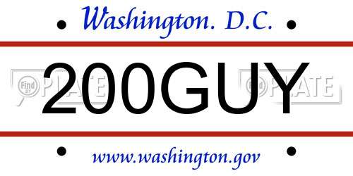 200GUY District Of Columbia License Plate