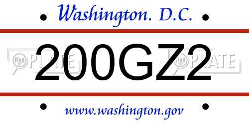 200GZ2 District Of Columbia License Plate