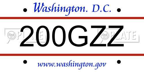 200GZZ District Of Columbia License Plate