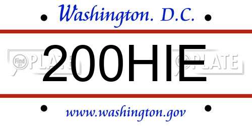 200HIE District Of Columbia License Plate