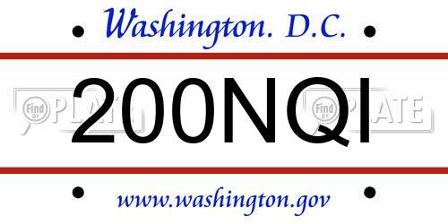 200NQI District Of Columbia License Plate