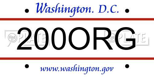 200ORG District Of Columbia License Plate