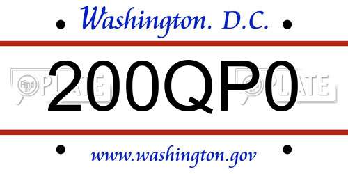 200QP0 District Of Columbia License Plate