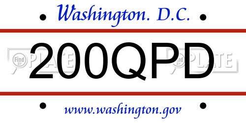 200QPD District Of Columbia License Plate