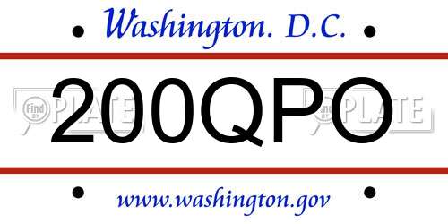 200QPO District Of Columbia License Plate