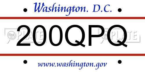 200QPQ District Of Columbia License Plate