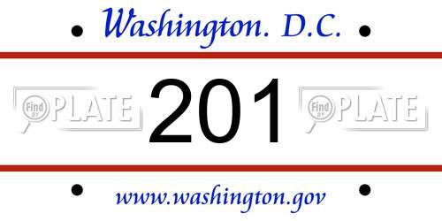 201 District Of Columbia License Plate