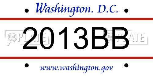 2013BB District Of Columbia License Plate