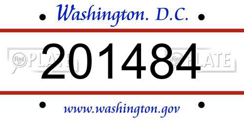 201484 District Of Columbia License Plate