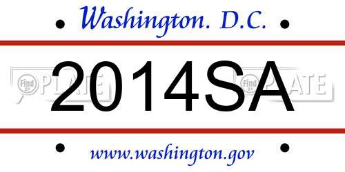2014SA District Of Columbia License Plate