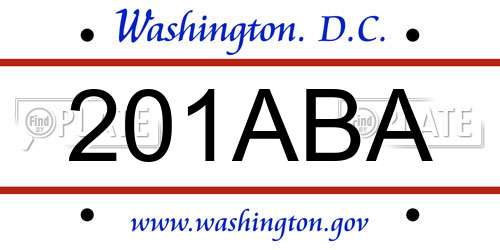 201ABA District Of Columbia License Plate