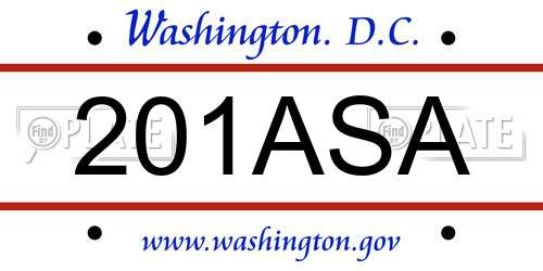 201ASA District Of Columbia License Plate