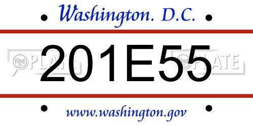 201E55 District Of Columbia License Plate