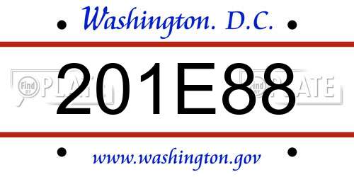201E88 District Of Columbia License Plate
