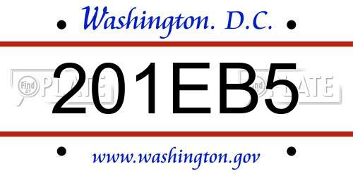 201EB5 District Of Columbia License Plate