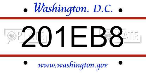 201EB8 District Of Columbia License Plate