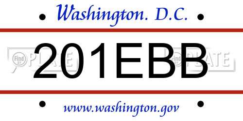 201EBB District Of Columbia License Plate