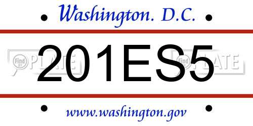 201ES5 District Of Columbia License Plate