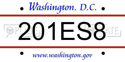 201ES8 District Of Columbia License Plate