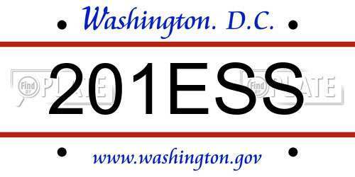201ESS District Of Columbia License Plate