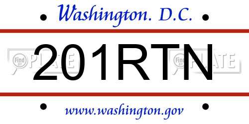 201RTN District Of Columbia License Plate