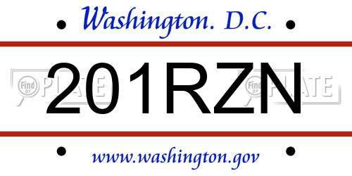 201RZN District Of Columbia License Plate