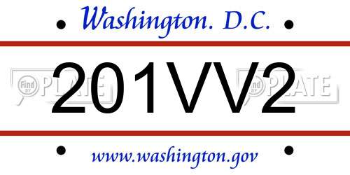 201VV2 District Of Columbia License Plate