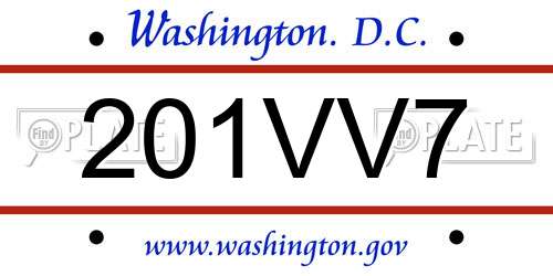201VV7 District Of Columbia License Plate