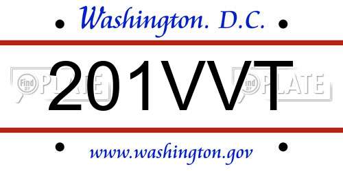 201VVT District Of Columbia License Plate