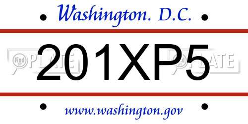 201XP5 District Of Columbia License Plate