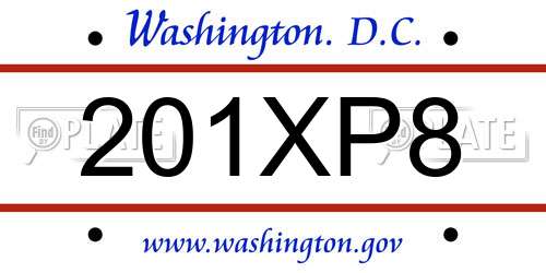 201XP8 District Of Columbia License Plate