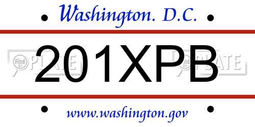 201XPB District Of Columbia License Plate