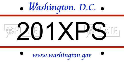 201XPS District Of Columbia License Plate